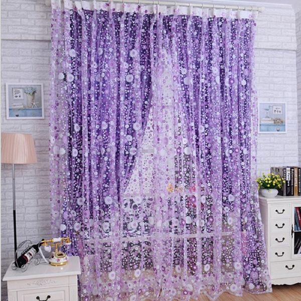 

curtain & drapes print floral voile door sheer window curtains room divider 100x200cm selling drop 0508