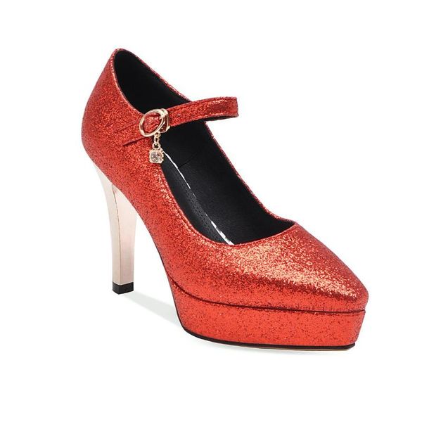 

dress shoes fashion wedding shoe female 2021 high with waterproof 33-43 one word shallow mouth pointed single buckle, Black