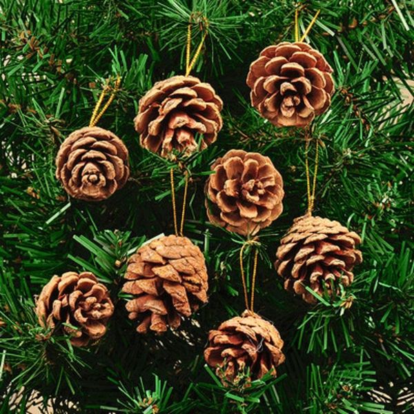 

christmas decorations 9 pcswooden natural pinecone tree hanging diy 3d vivid pine cones ornaments party decor home decors bef