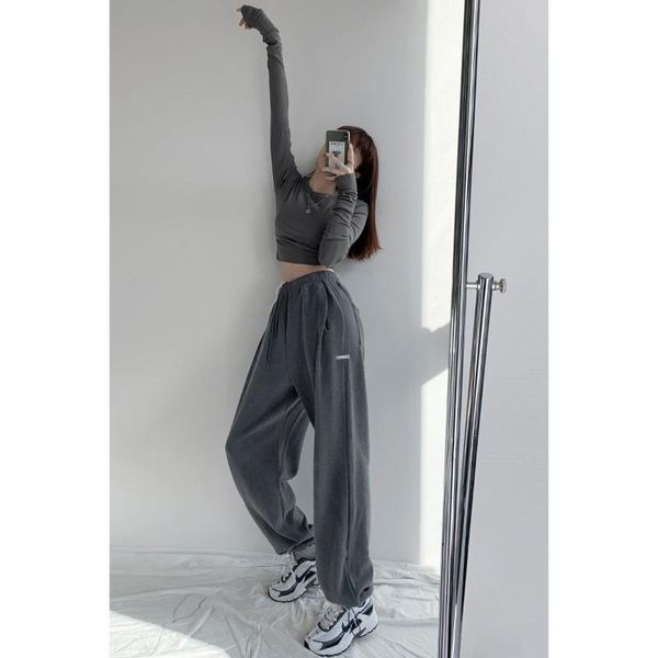 

women's pants & capris 2021 autumn winter fashion high waist exercise casual joggers women drawstring sweatpants streetwear y2k plus si, Black;white