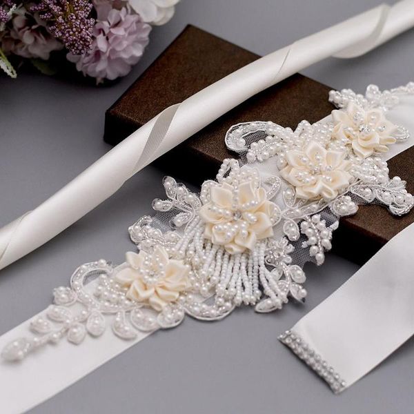 

wedding sashes trixy s346 floral beading belts for women embellished belt evening fancy accesories dresses, White