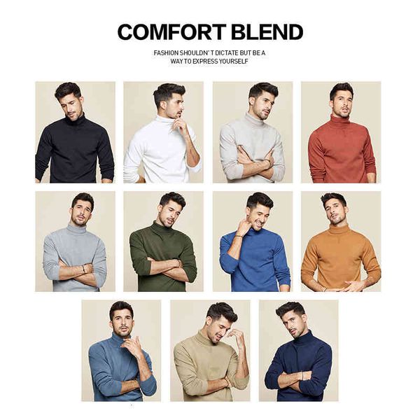 

men's sweaters kuegou suÃ©ter masculino de tricÃ´ gola alta, blusÃ£o quente alta moda para homens tamanhos grans gckq, White;black
