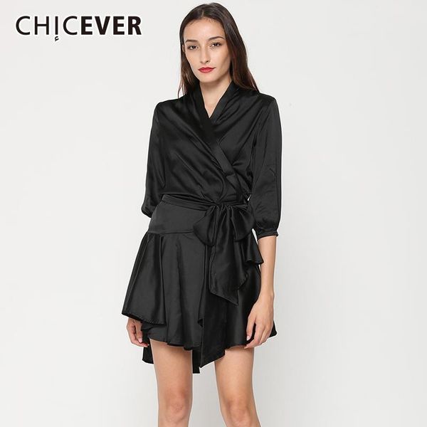 

casual dresses chicecer asymmetrical summer dress female tunic high waist lantern sleeve slim ladies bandage clothes 2021 fashion, Black;gray