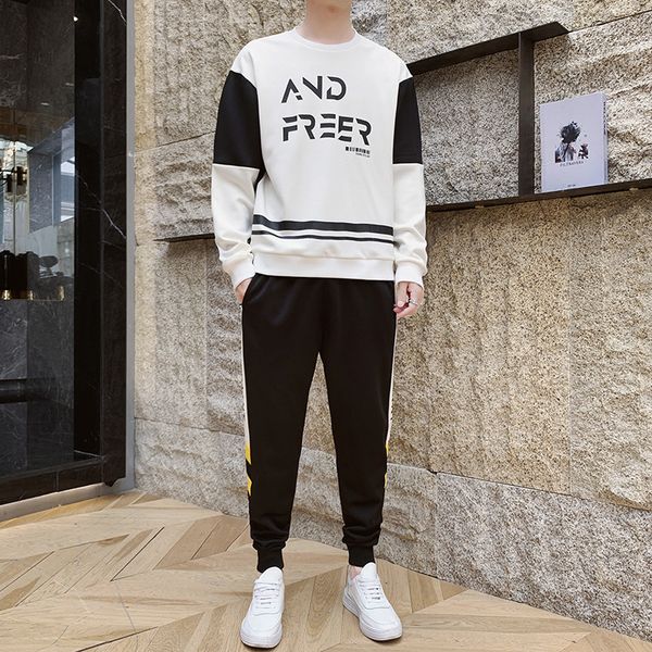

casual long sleeve t-shirt, sweater, fashionable autumn men's fashion suit, Black