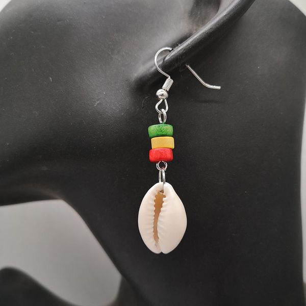 

dangle & chandelier handmade rasta shell earrings, Silver