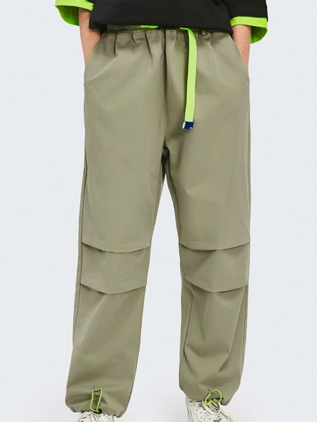 

men elastic waist drawstring hem pants i9od#, Black