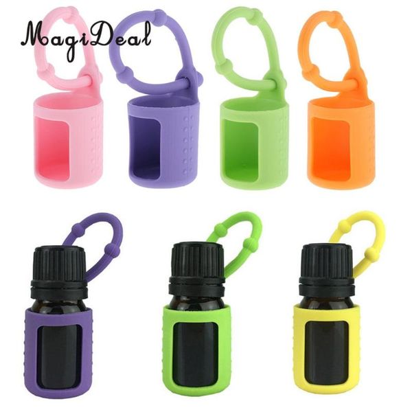 

4pcs 5ml silicone cosmetic makeup essential oil roller bottle sleeves carrying storage case holder pink purple green orange bottles & jars