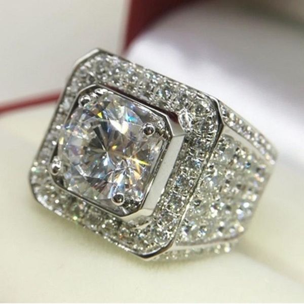 

wedding rings classic fashion men jewelry engagement ring prong set big, Slivery;golden