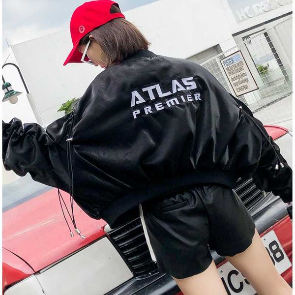 

women bf printed vintage harajuku europe baseball coat female casual loose streetwear hip hop bomber jacket basic women's jackets, Black;brown