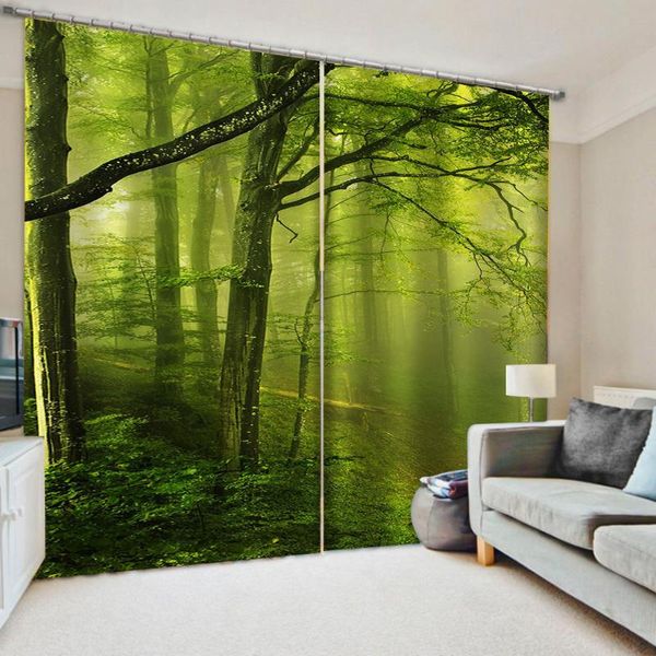 

curtain & drapes customized size luxury blackout 3d window curtains for living room green forest decoration