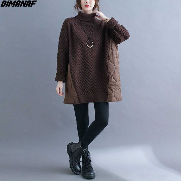 

winter plus size women sweaters pullover knitting turtleneck spliced fashion lady casual style loose sweater 210531, White;black