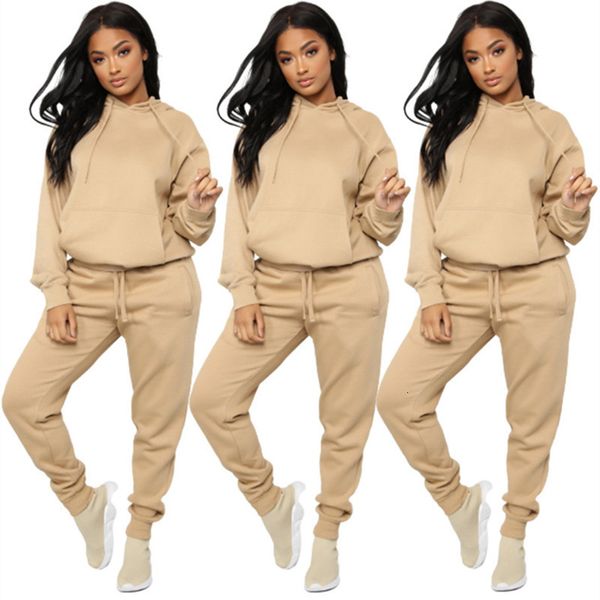 

women's tracksuits 2 piece set women fleece tracksuit autumn winter clothes solid hoodies sweatshirt and pants sweat suits set, Gray