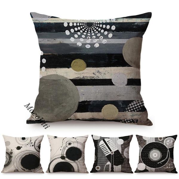 

cushion/decorative pillow nordic modern liberalism painting decoration sofa throw case luxury ink design scribbly growth ring linen cushions
