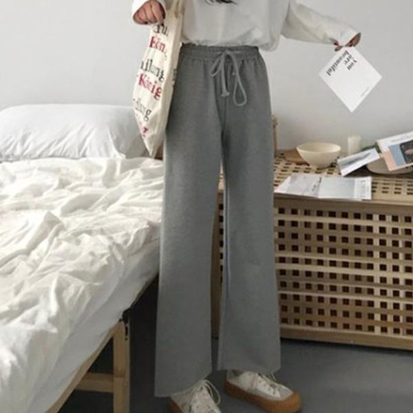

women's pants & capris ly women casual wide leg korean style loose high waist sports daily trousers, Black;white