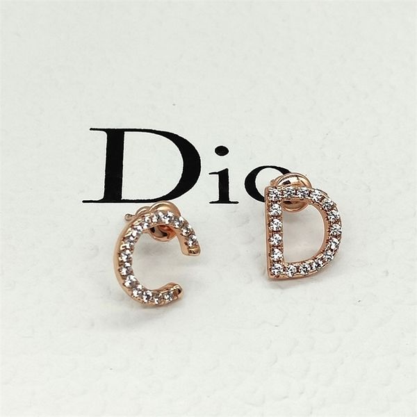 

special offer 75%off outlet new rose letter steel seal earrings women's s925 silver needle simple fashion