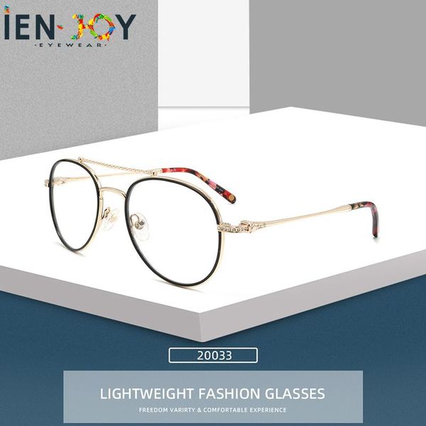 

fashion sunglasses frames ienjoy metal eyeglasses diamond optical frame brand designer round computer glass, Black