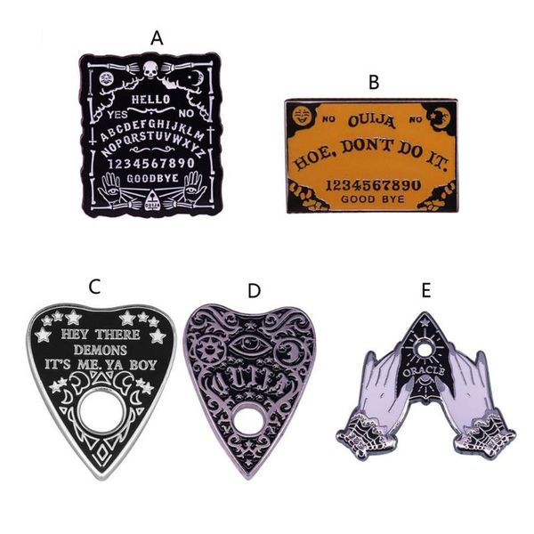 

pins, brooches halloween funny ouijas and chill planchette enamel lapel pins gothic black witchcrafts brooch pin fashion jewelry unisex, Gray