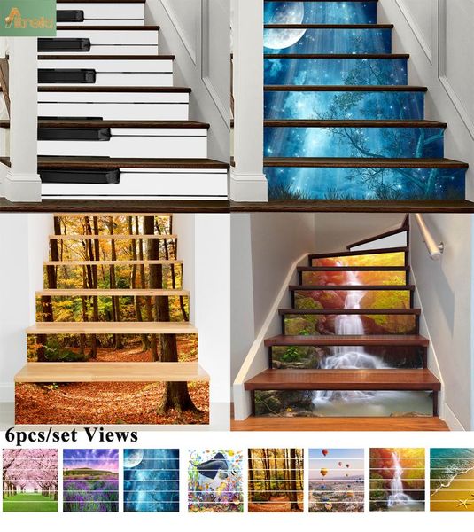 

wall stickers alitrella stair diy stick on tile floor water-proof 18x100cmx6pcs/12pcs 7.1"x39.4"x6pcs/12pcs