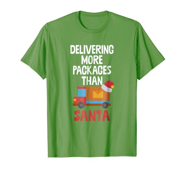 

delivering more packages than santa shirt postal worker gift, White;black