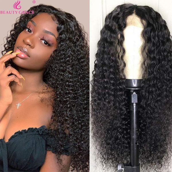

lace wigs afro kinky curly human hair front wig 4x4 transparent brazilian closure wet and wavy deep frontal, Black;brown