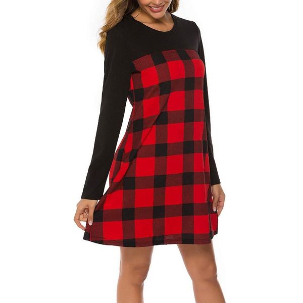 

patpat 2021 arrivalmaternity round collar plaid color block short a long-sleeve nursing dress maternity dresses, White