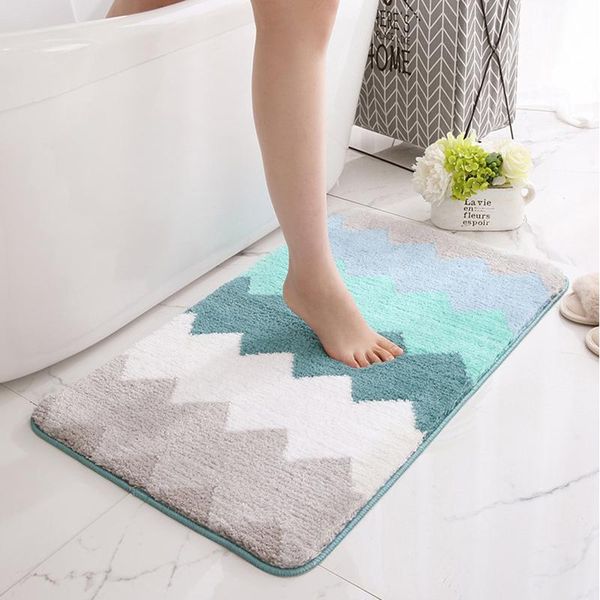 

carpets flocking entry door mat bathroom absorbent non-slip foot pad 2021 modern household plush floor protection rug bedside carpet