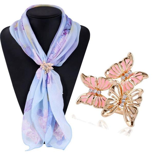 

pins, brooches butterfly silk scarf buckle jewelry accessories shawl ring clip tricyclic brooch pin luxurious simple women girl party gift, Gray