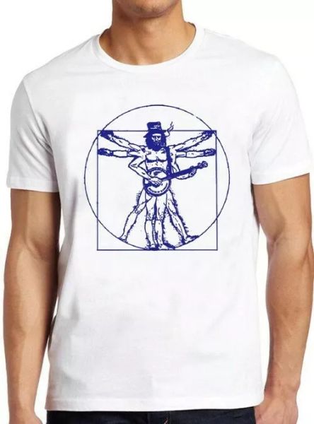 

banjo player da vinci jam band folk music gift vintage rock tee t shirt 4072, White;black
