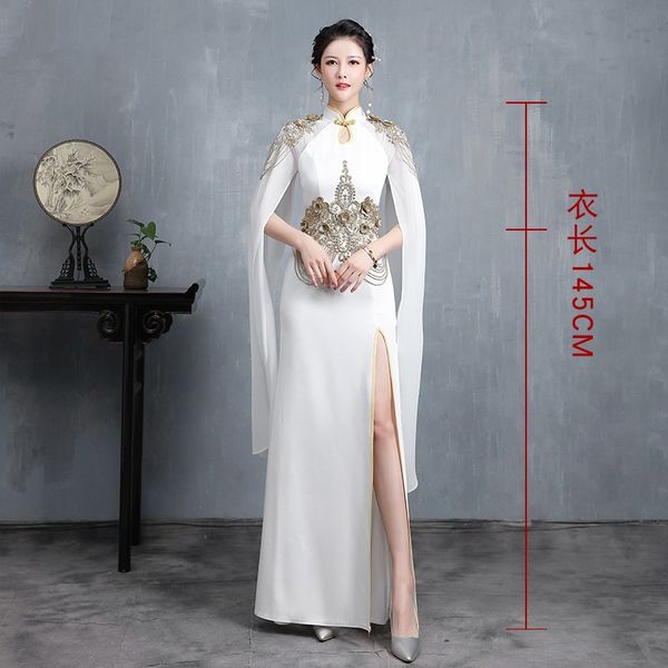 

new ladies improved chinese cheongsam long model show dress fashion women cantata performance dress maxi stage outfit 12087, Red