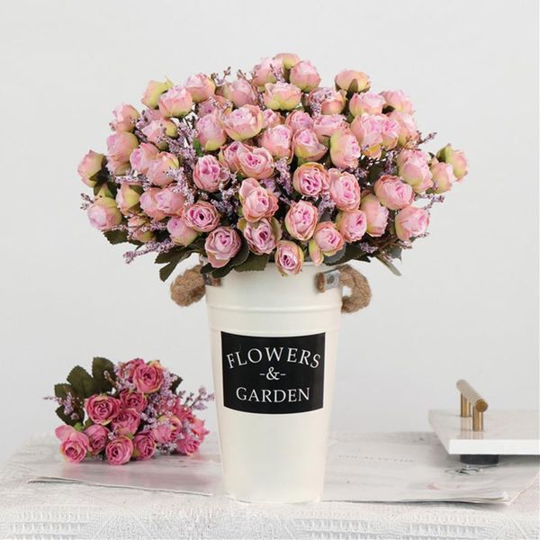 

decorative flowers & wreaths artificial rose silks fake flower bouquet home garden wedding decor dried festive party