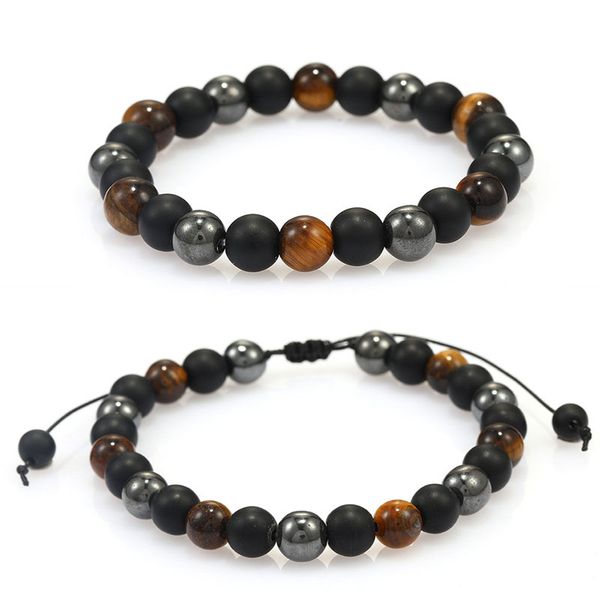 

diy natural energy stone adjustable beaded handmade rope braided charm bracelets party jewelry for women men lover, Golden;silver