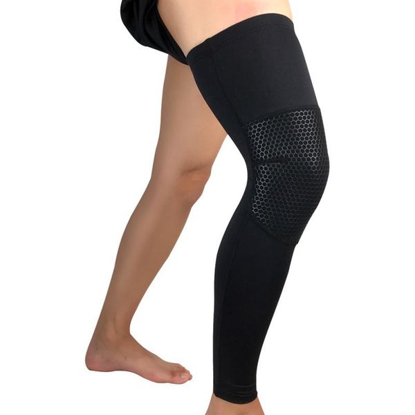 

elbow & knee pads basketball long protector brace leg sleeve calf support warm sports kneepads accessories, Black;gray