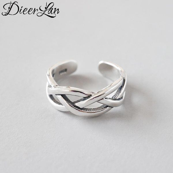 

wedding rings dieerlan 925 sterling silver hollow large for women gift ladies fashion punk jewelry open retro antique anillos, Slivery;golden