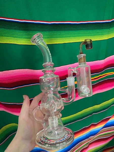 Acerca de 10 '' FTK hitman bong de vidrio Recycler toro smoke bongs plataformas petroleras narguiles Matrix perc Klein Torus pipas de agua para fumar junta 14.5mm dab rig