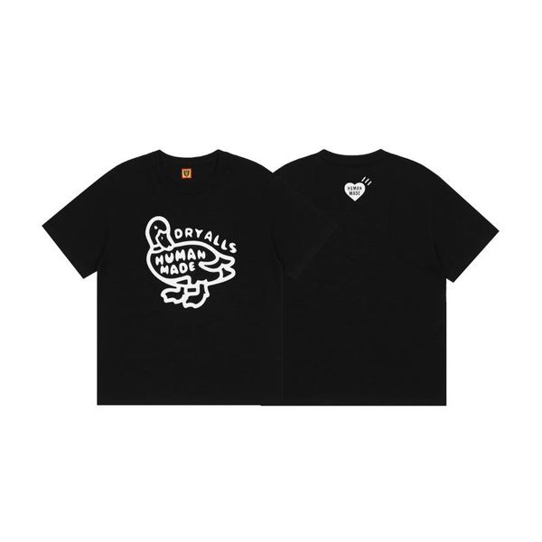 

men's t-shirts 21ss human made big duck print slub cotton short sleeve casual t-shirt men and women couples trend, White;black