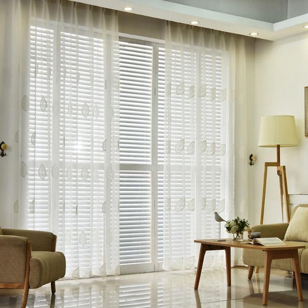 

curtain & drapes modern big leaves embroidered sheer for bedroom tulle curtains