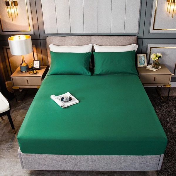 

sheets & sets qianting product 1pcs 100%cotton solid fitted sheet mattress cover four corners with elastic band bed sheet(no cases)
