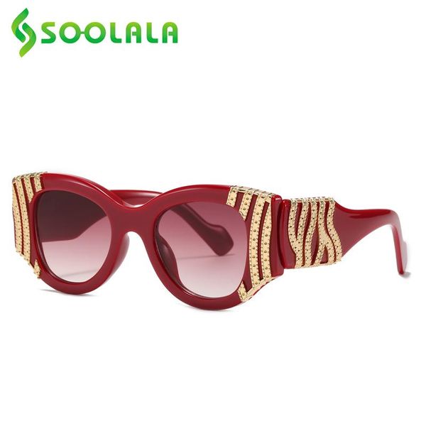 

sunglasses soolala 2021 vintage women unique wide arms retro brand designer sun glasses for ladies female eyewear uv400, White;black