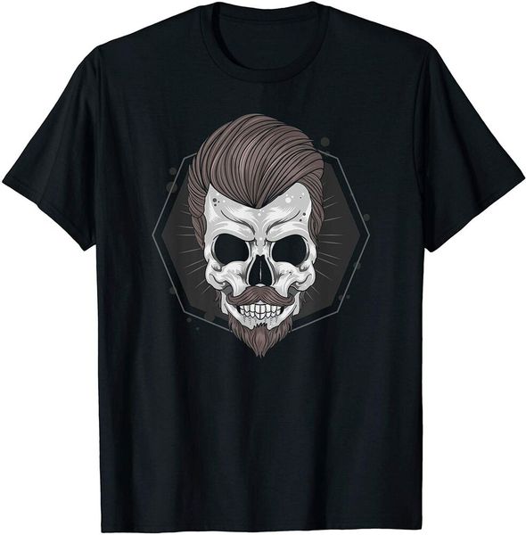 

skull with beard t-shirt barber skull tattoo size s-5xl, White;black