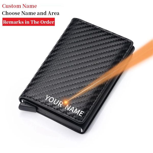 

card holders customize carbon fiber holder wallets men brand rfid black magic trifold leather mini wallet small money bag male purses, Brown;gray