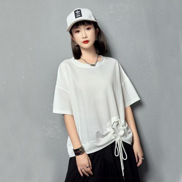 

women's t-shirt superaen 2021 summer round collar solid color streetwear design simple fashion short-sleeved women, White