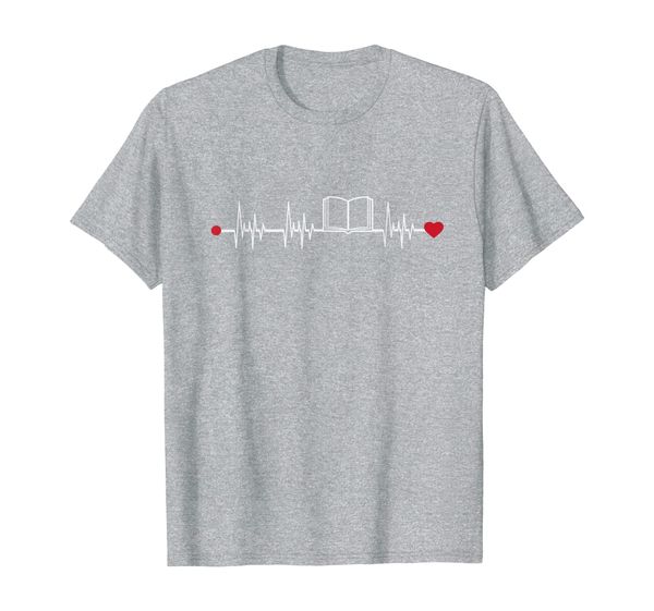 

cute book heartbeat funny reading gift for book lovers t-shirt, White;black