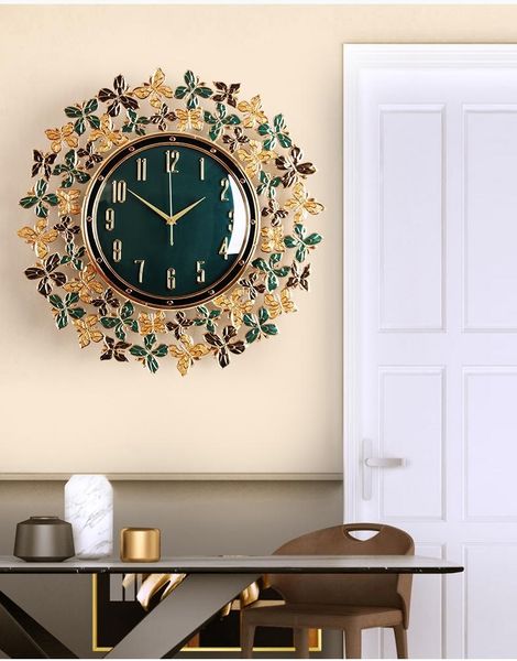 

wall clocks luxury enamel color craft metal plating clock fashion european creative art living room decoration