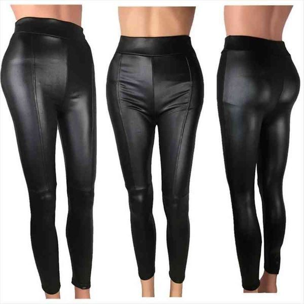 

high waist faux leather women legging fashion thin black mujer tight leggins pu stretchy push up size s