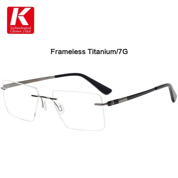 

ultralight titanium square glasses frame men rimless optical prescription eyeglasses acetate hyperopia women frameless eyewear fashion sungl, Black