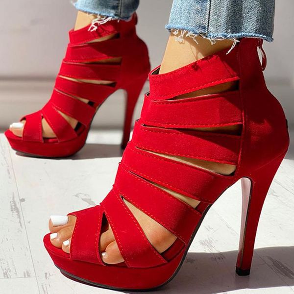 

karin dropship flock thin high heels summer gladiator zipper sandals women elegant party woman shoes, Black