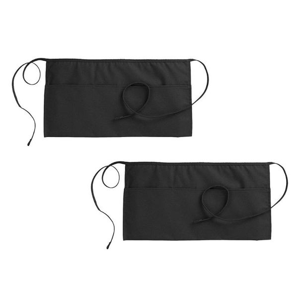 

aprons 2pcs half-length chef practical kitchen cooking (black)