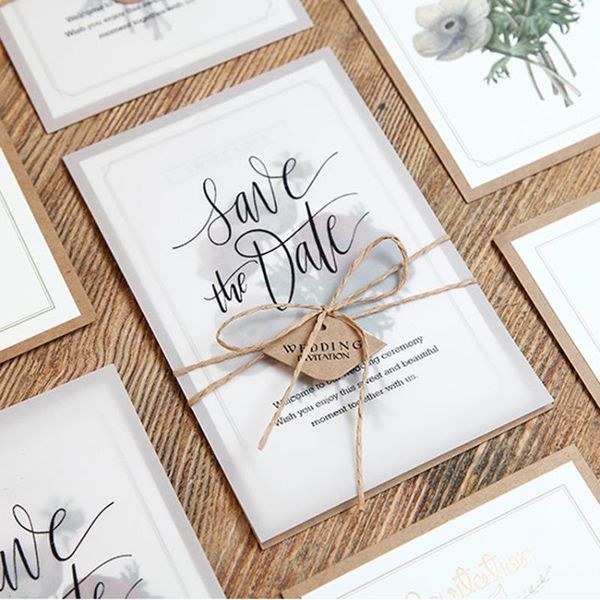 

greeting cards 20pcs kraft paper sulfuric acid retro simple wedding party holiday invitation card custom printing