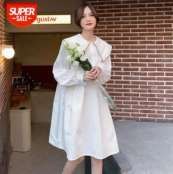 

white dress women spring fashion korean style temperament doll collar skirt #ts82, Black;gray