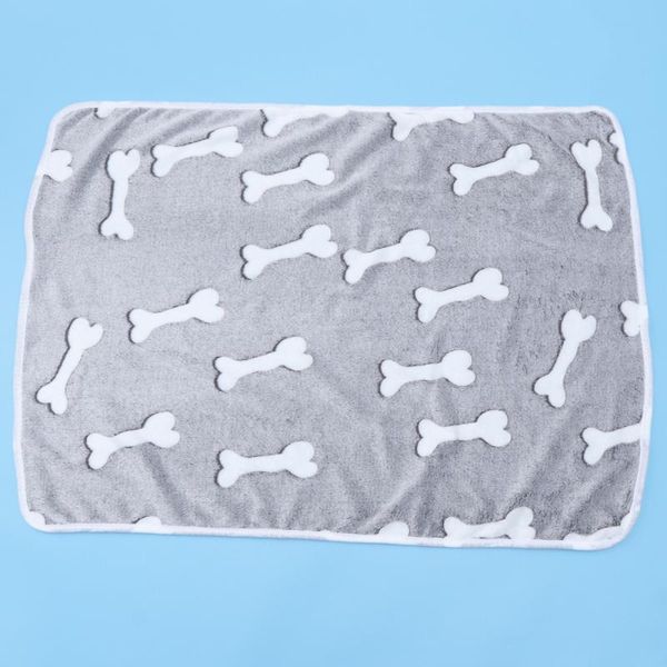 

cartoon bone pattern dog blanket thicken warm cushion pet mat adorable for cat size grey kennels & pens